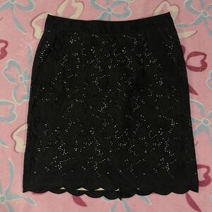 Ann Taylor Loft Petite Size 2 Black/Ivory Critchet Whimsigoth Midi Skirt